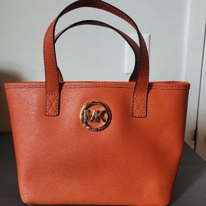 MICHAEL MK Orange Saffiano Mini Tote Bag